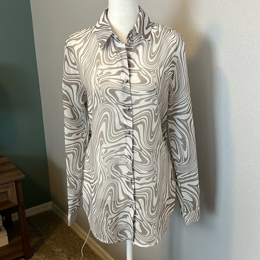 Princess Polly Hayden Shirt Beige Size 2